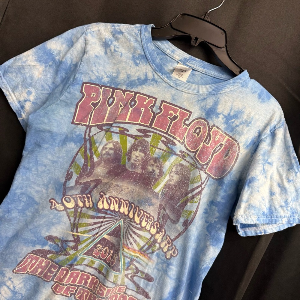 Pink Floyd Blue Tye Dye Graphic Band Tee size Medium